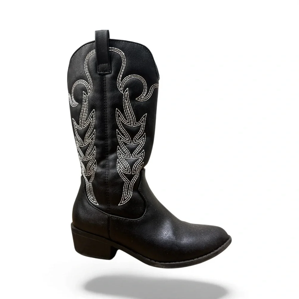 Fashion Nova Black and White Kids Cowboy Boots